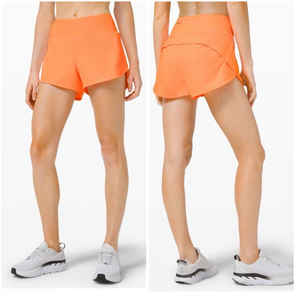 Lululemon Speed Up High-Rise Lined Short 4" Women's 10 Orange W7BJ8T